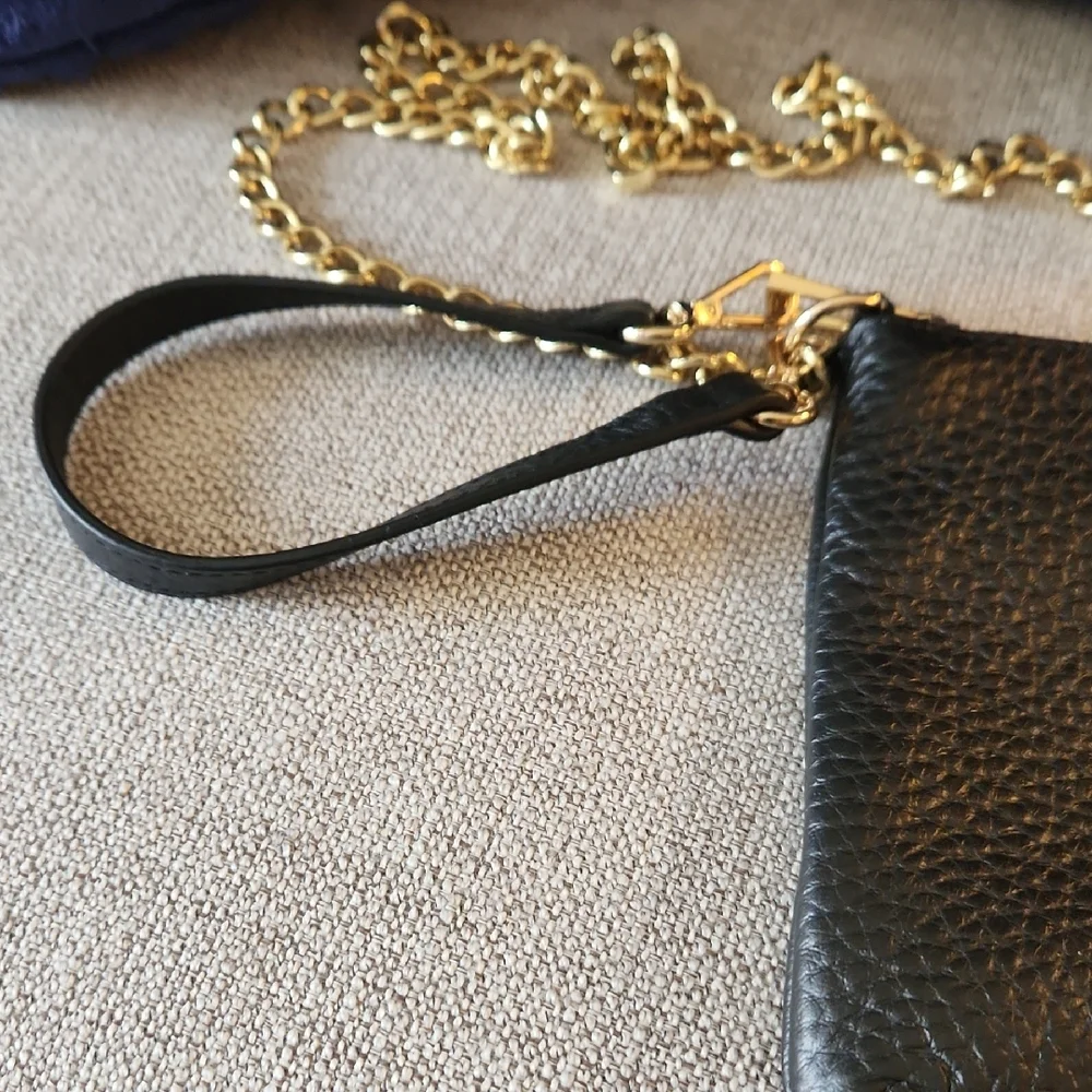 Lodis Black Leather Crossbody with Gold Chain - Picture 4 of 8